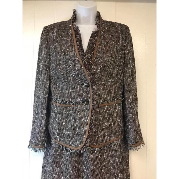ESCADA Fringed Edges Tweed Dress Suit 34  36 - Picture 7 of 12